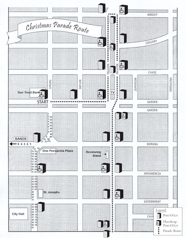 Official Cox Pensacola Christmas Parade route map